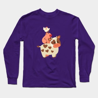 Happy Cow, Pig, and Chicken Long Sleeve T-Shirt